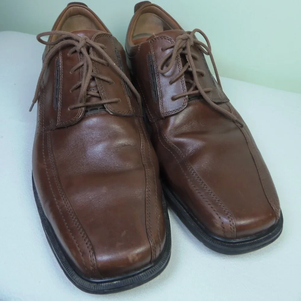 Clark's UNStructured Men's 12 Lace Up Brown Shoes Casual Date Eclectic Grandpa T